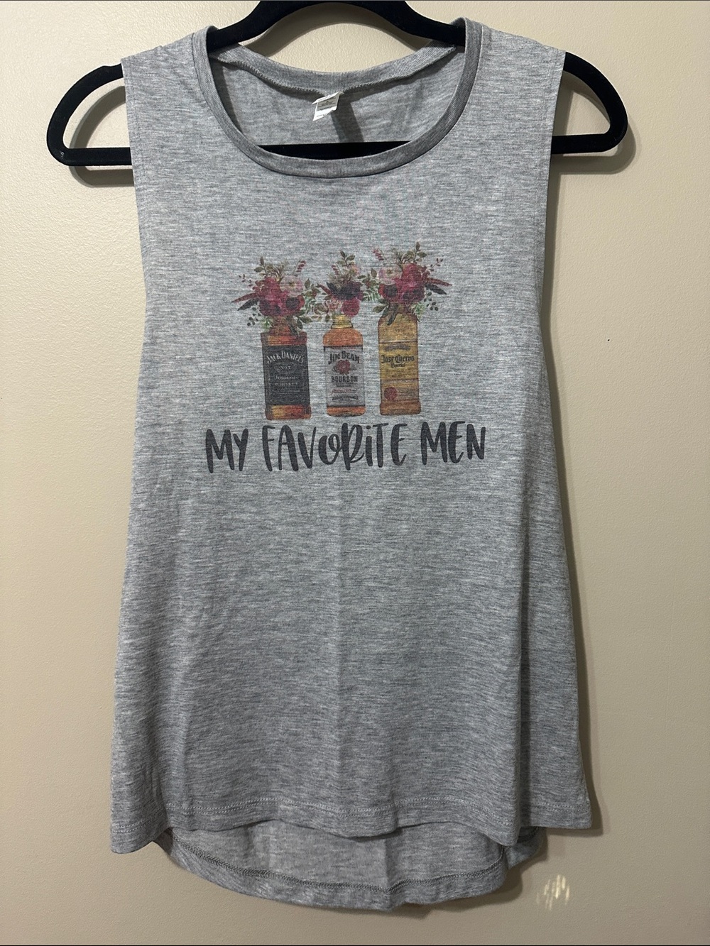 Bella Canvas Gray Floral Bottle Graphic Muscle Tee